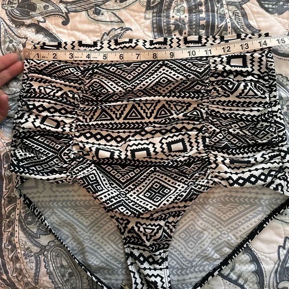 Women’s high waisted bikini bottom and triangle tie top mix brand set